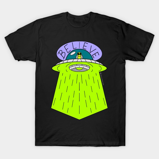 Believe in Aliens T-Shirt by BretBarneyArt